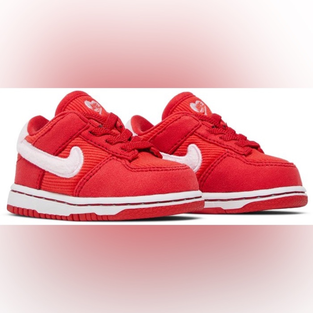 Nike Dunk Low TD Valentine's Day 2024 Red Pink Suede Sneakers Kids Shoes 8c 8 - Picture 2 of 10
